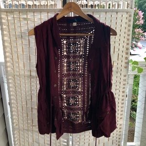 Francesca’s Burgundy Boho Vest